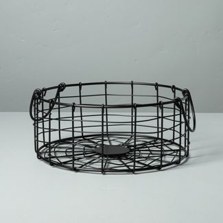 Round Wire Storage Basket with Handles Black - Hearth & Hand™
