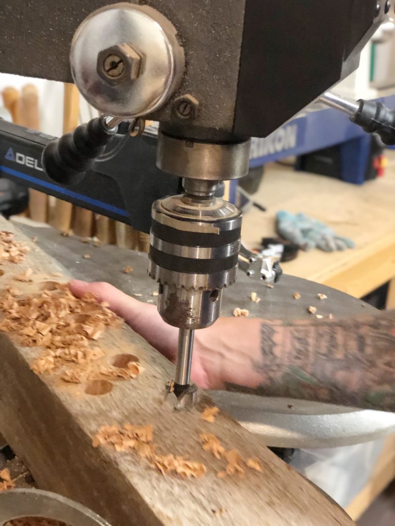 Prepping to drill wood baord