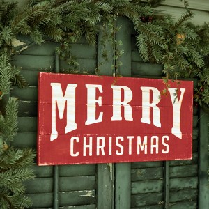 BRIGHT WOODEN MERRY CHRISTMAS SIGN