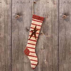 STRIPED STOCKING WITH STAR, SET OF 2 