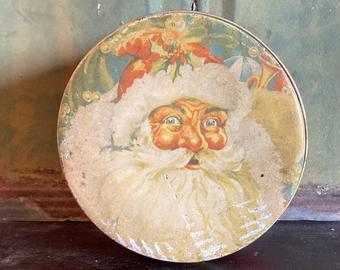 Vintage Santa Tin ~ Christmas Tin ~ Cookie Tin ~ Christmas Decor