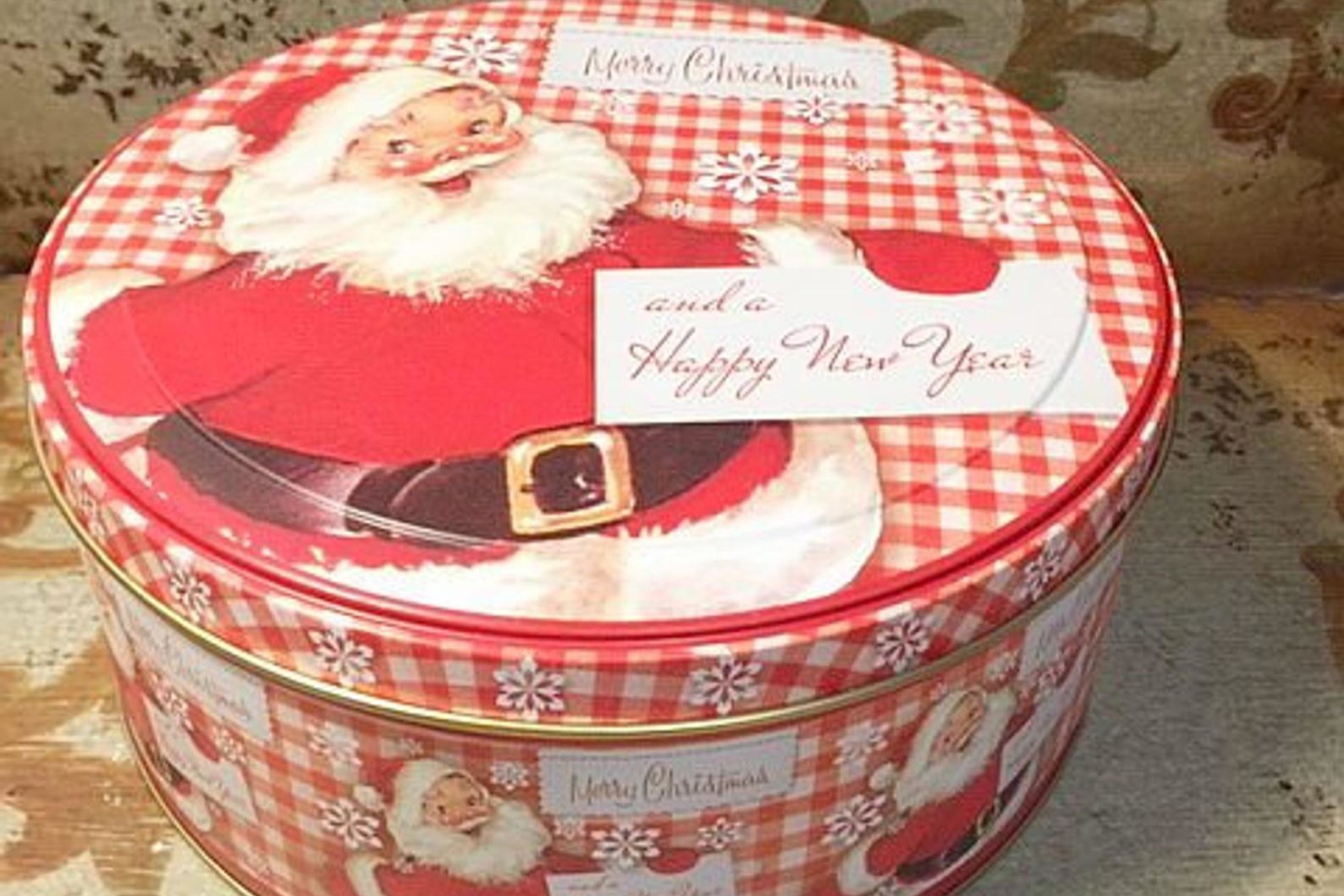 Cute Vintage Retro Round Santa Christmas Tin Box Merry Christmas Happy New Year