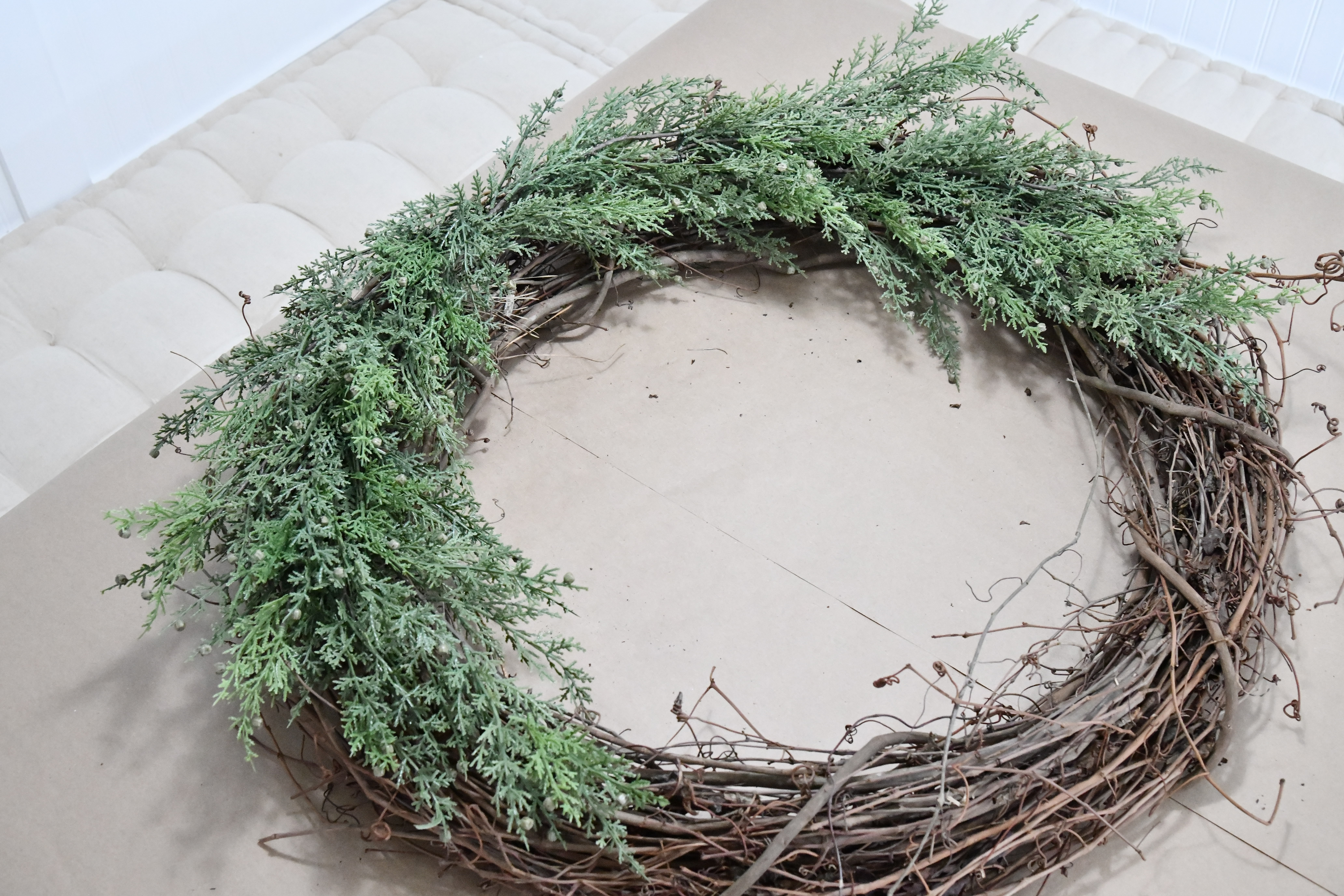 Completed Wreath Pottery Barn Dupe