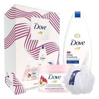 Dove Deep Moisture Body Wash + Exfoliating Body Polish + Body Pouf Gift Pack Set 