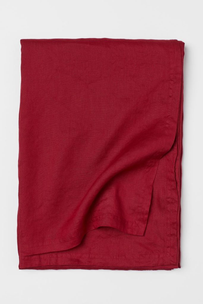 Washed Linen Tablecloth red