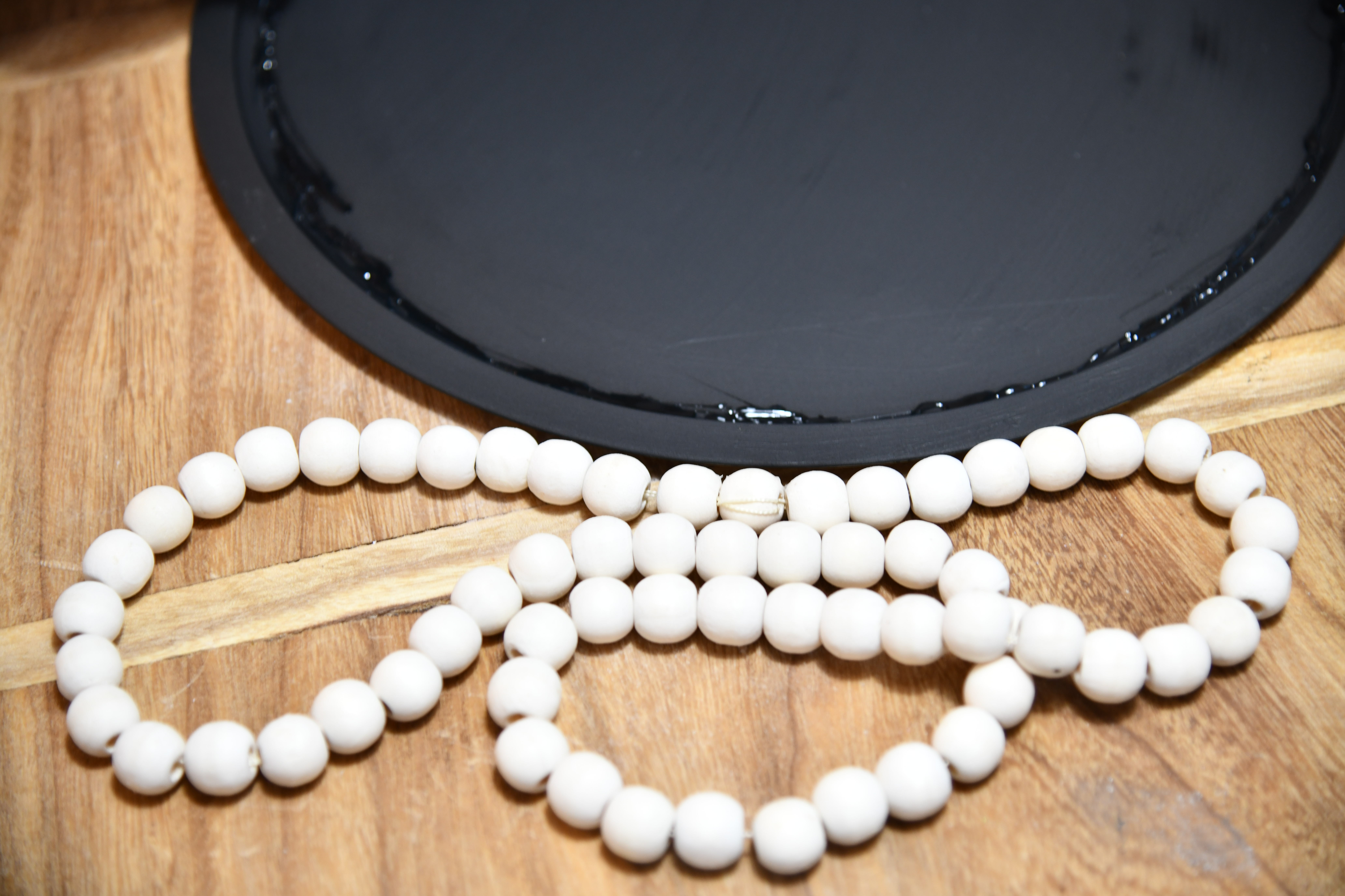 Chalkboard Tray and wood beads