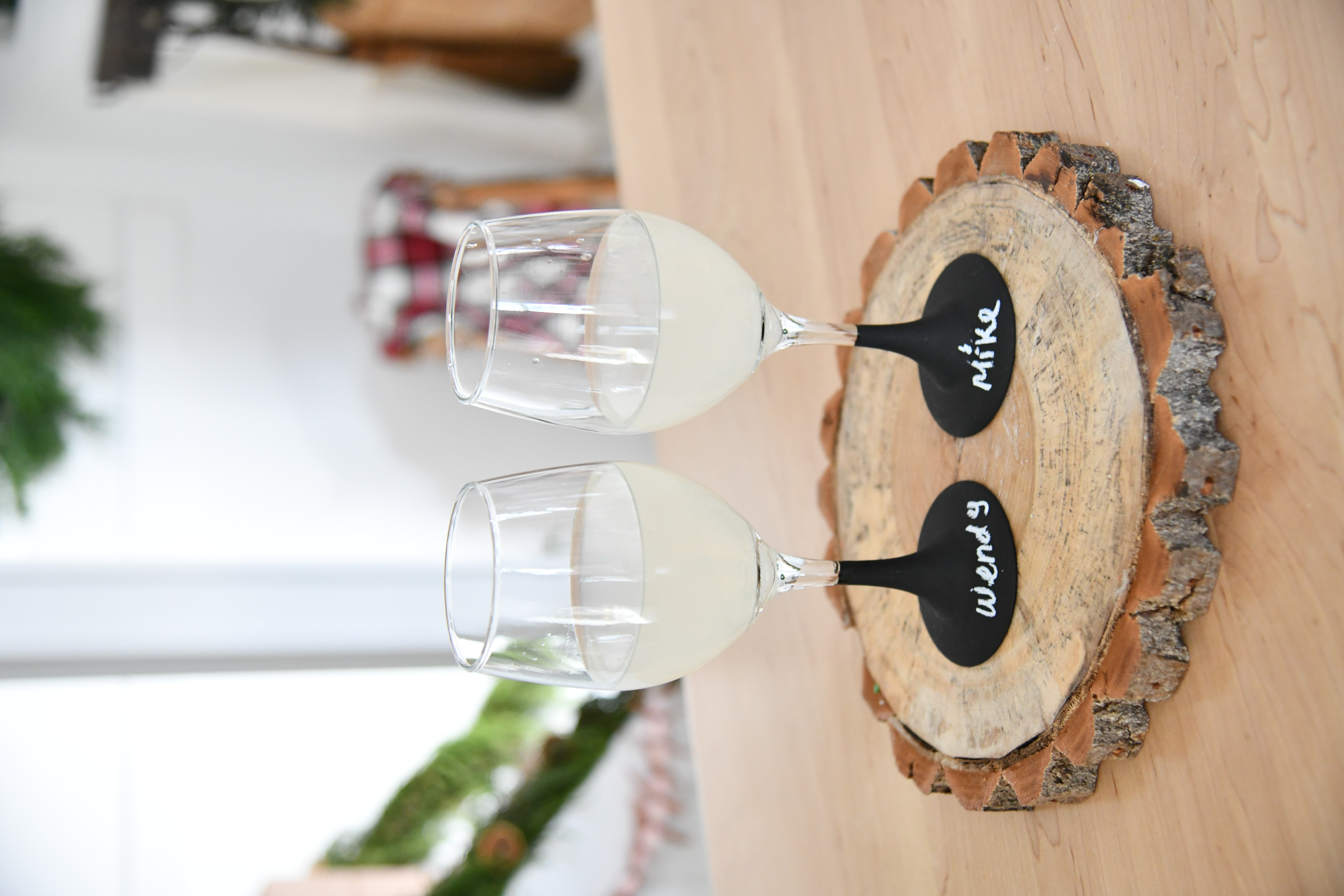 DIY Chalkboard Wine Glasses on counter