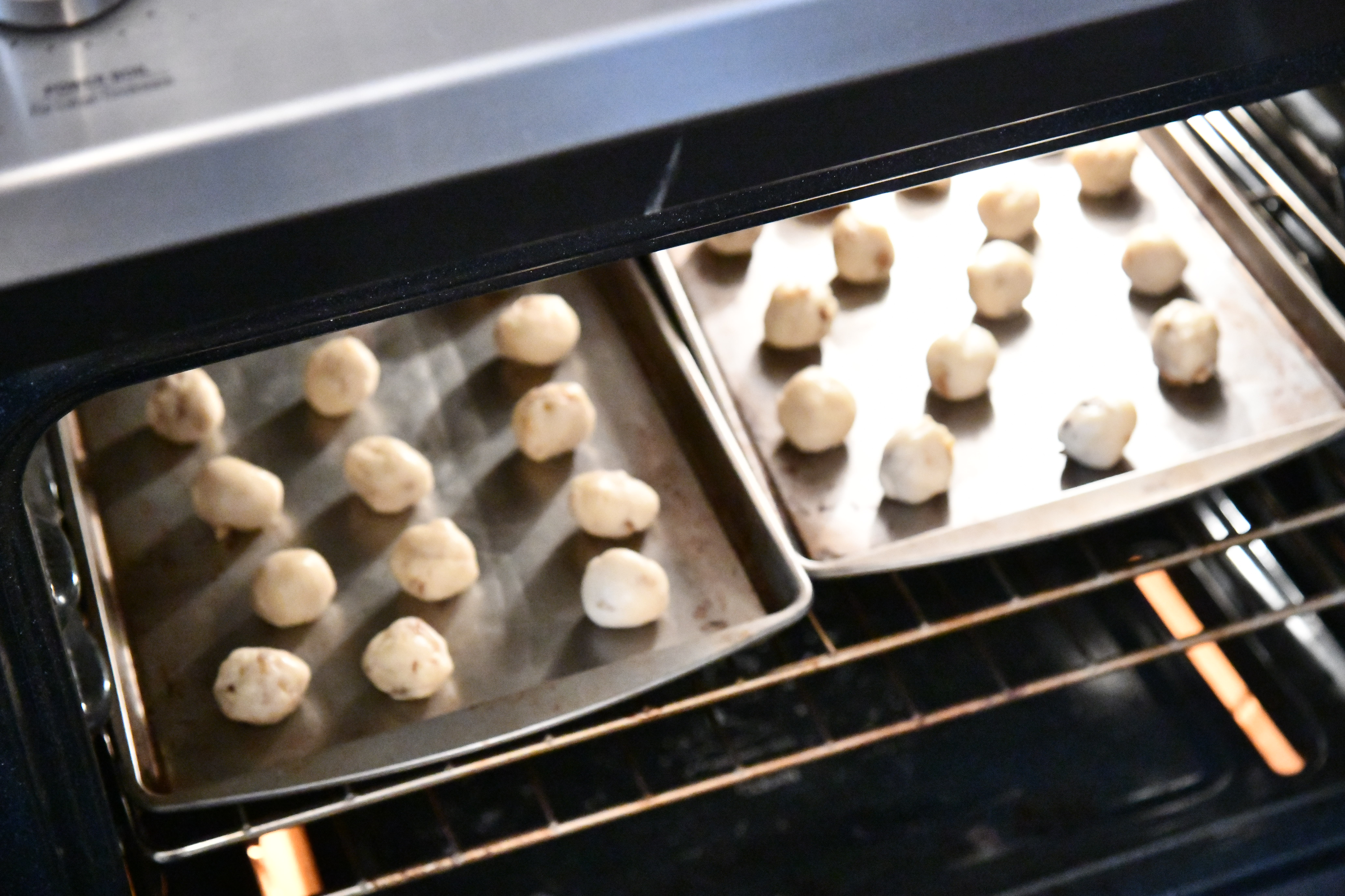 cookie dough in the oven baking