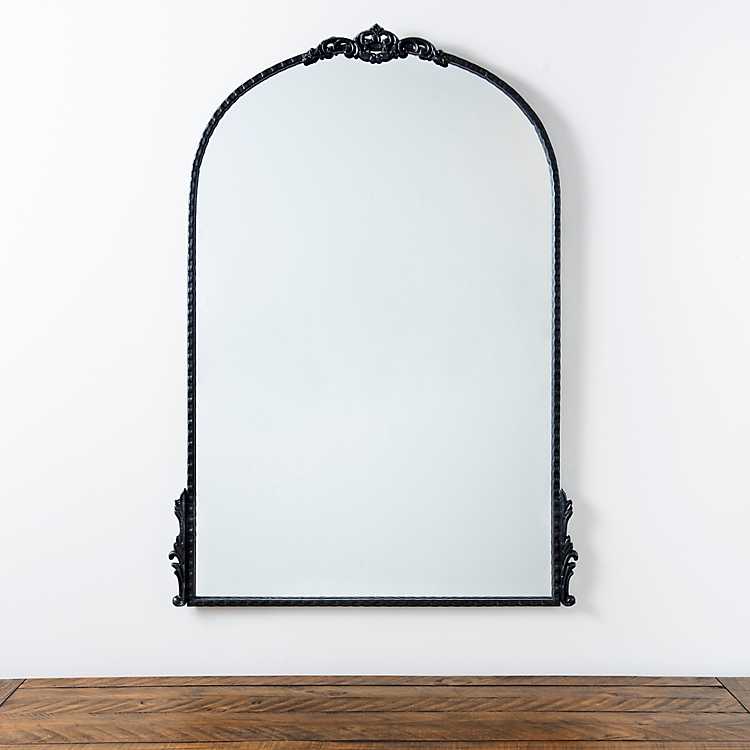 Black Ornate Antique Carved Mirror