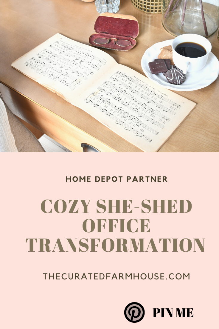 Cozy She-Shed Office Transformation with The Home Depot