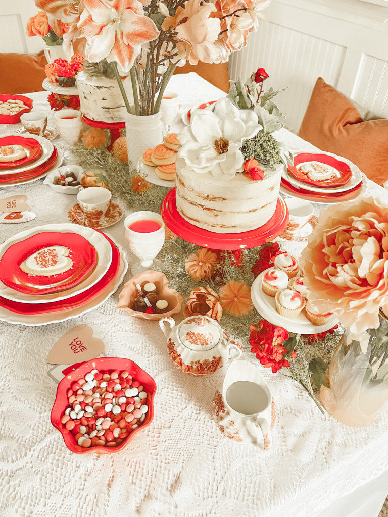 valentines day table setting party decor and sweets
