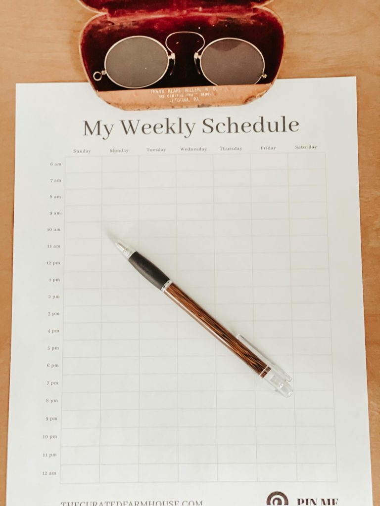 Weekly Schedule by hour printableWeekly Schedule by hour printable
