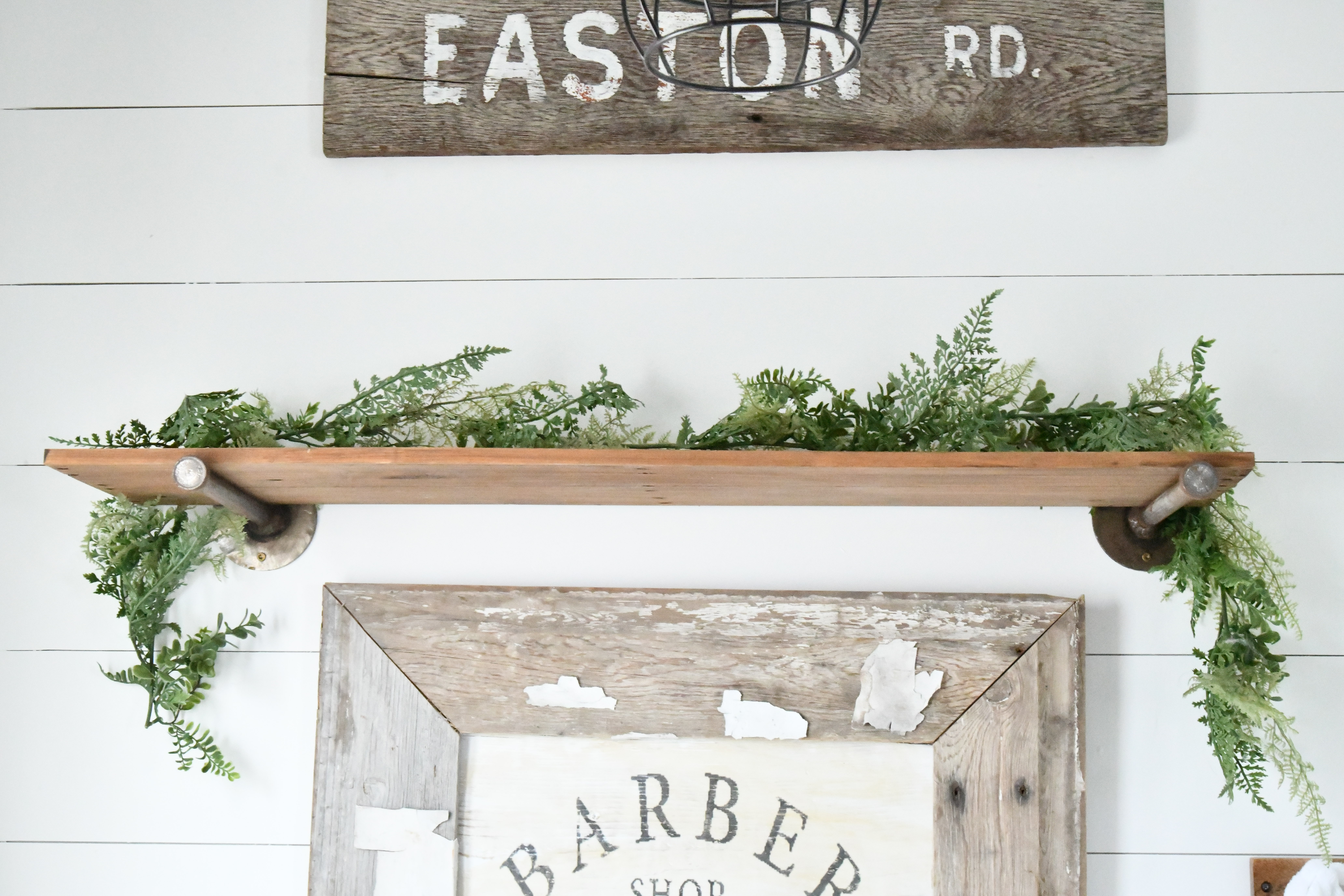 How To Style Your Bathroom Shelves for Spring FAUX GREEN GARLAND