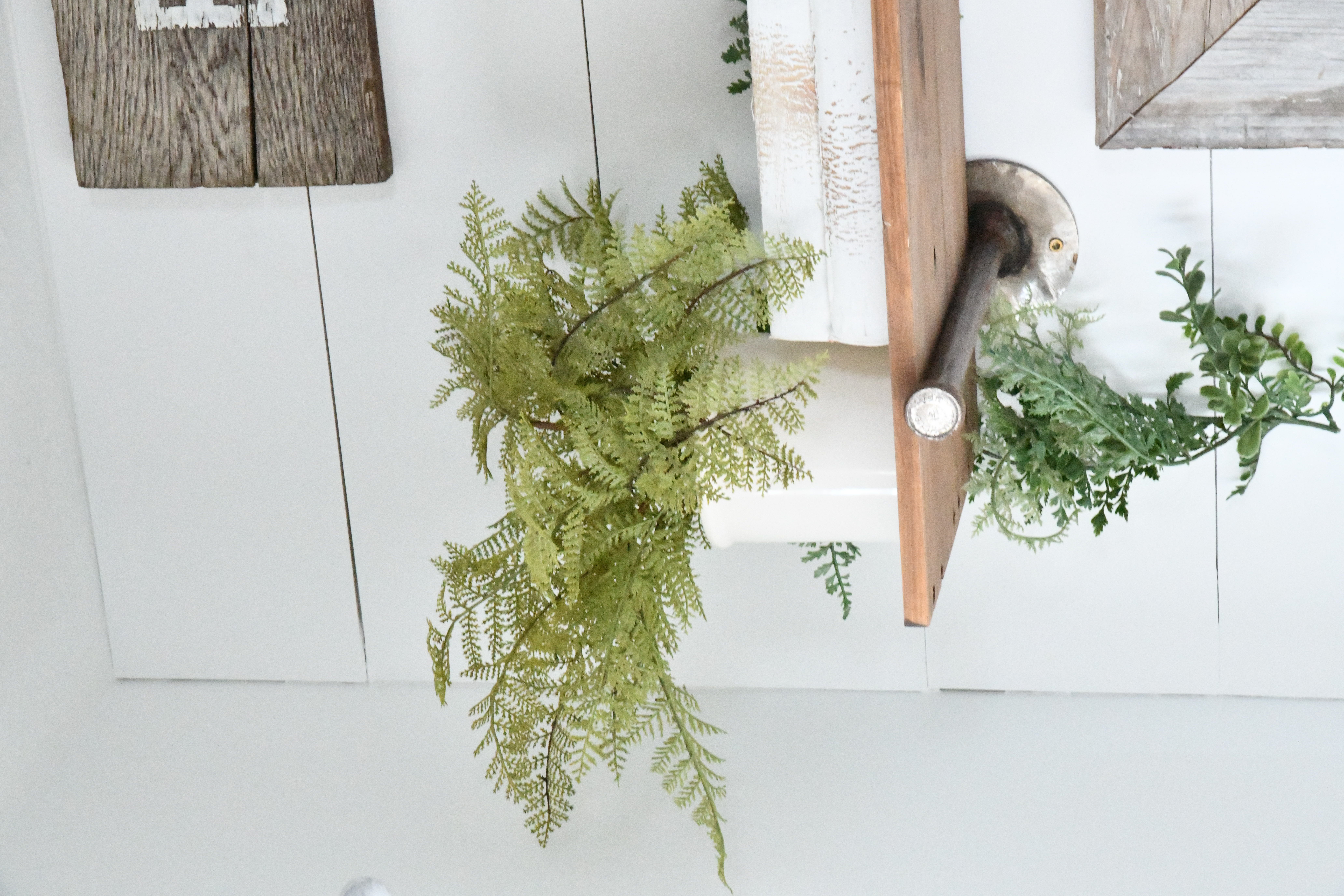 How To Style Your Bathroom Shelves for Spring FAUX GREEN PLANT