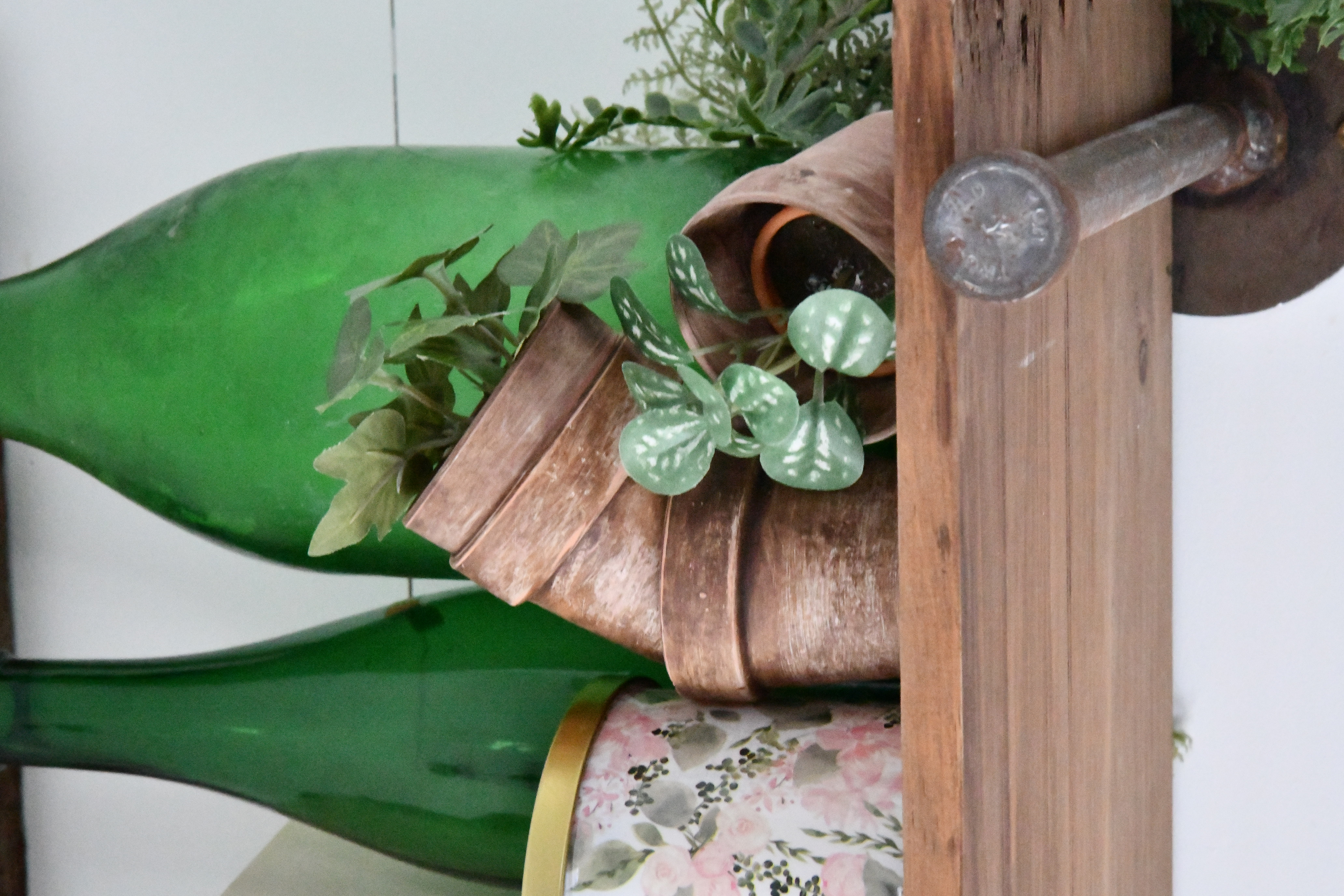 How To Style Your Bathroom Shelves for Spring FAUX GREEN POTTED PLANT