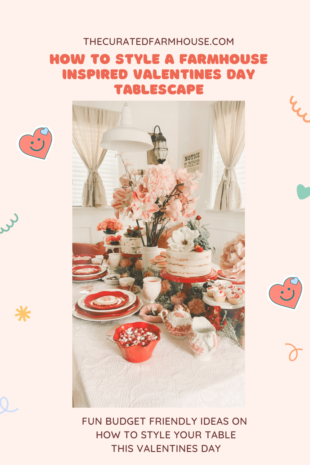 How To Style a Farmhouse Inspired Valentine\'s Day Tablescape