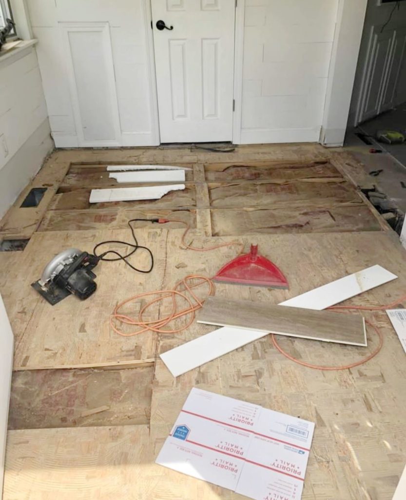 DIy Flooring entryway subfloor