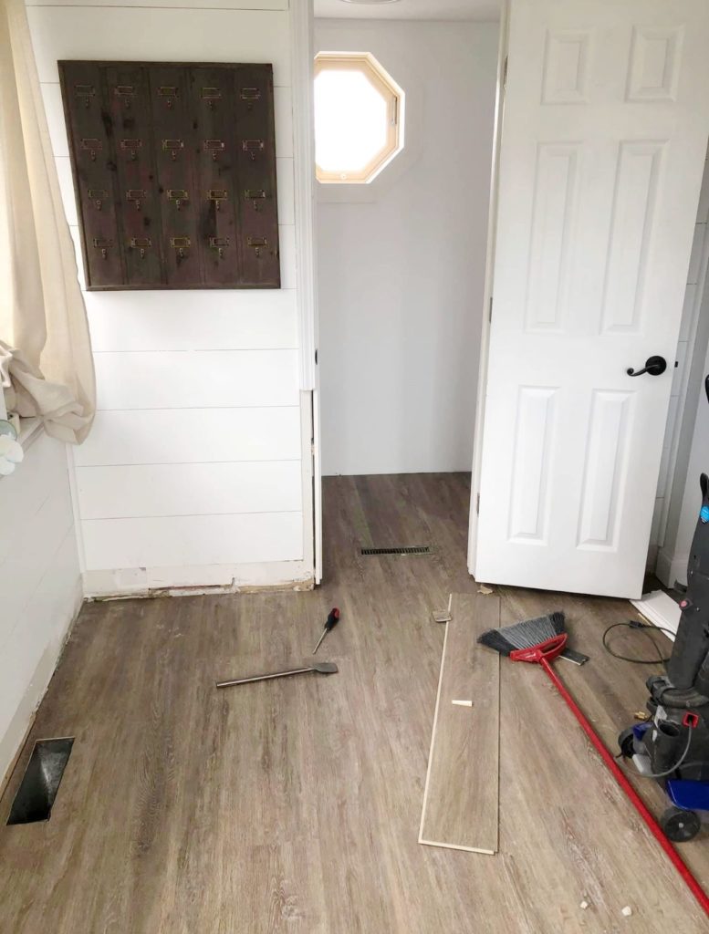 DIY floor install into bathroom