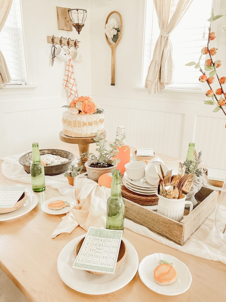 peach table decor perfect for spring