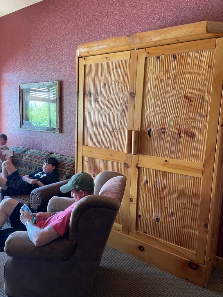 Wilderness of The Smokies room murphy bed on wall family sitting in living room