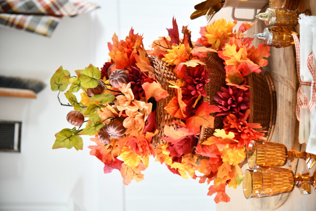 Fall Vintage Basket On Table CLose up of DIY