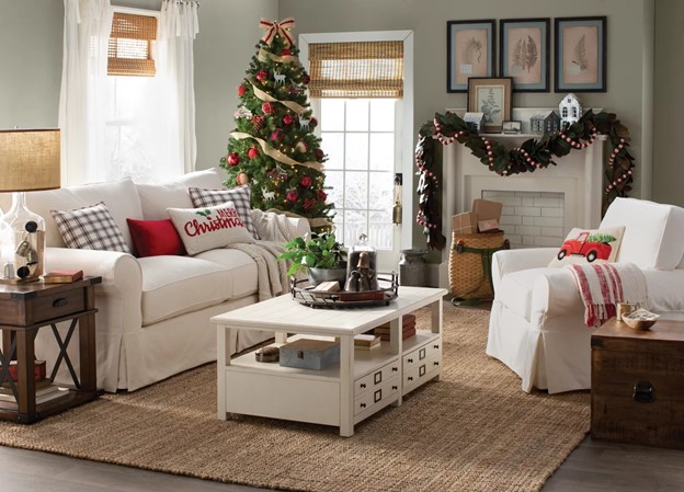 living room Christmas decor