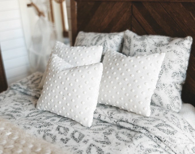 textured white dollhouse pillows