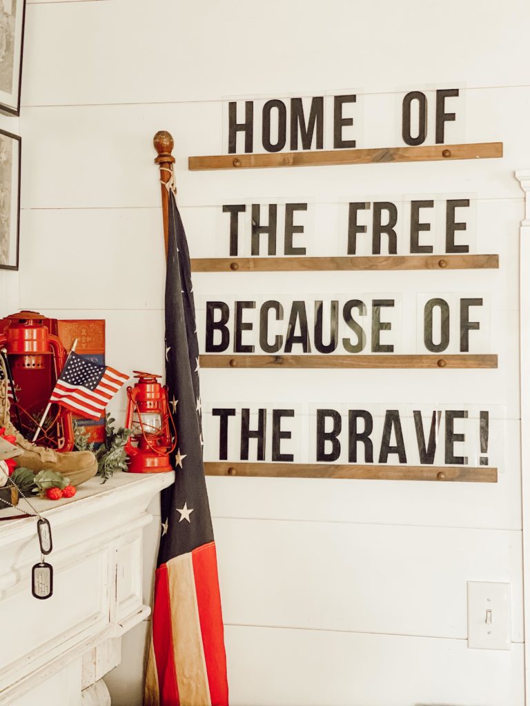 home of the free because of the brrave leter board quote