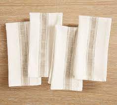 French Striped Organic Cotton Napkins - Set of 4