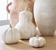 Handcrafted Terracotta Pumpkins on table 