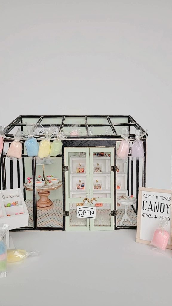 dollhouse miniature candy shop outside 