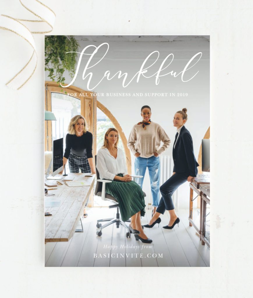 Basic Invite Thankful Thoughts Corporate Holiday Cards