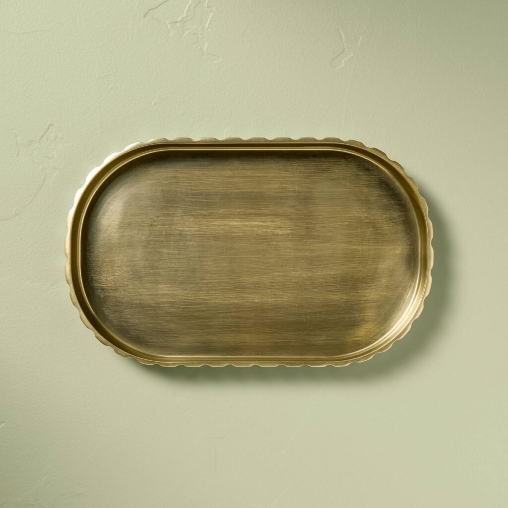 Fluted Antique Brass Finish Decorative Tray