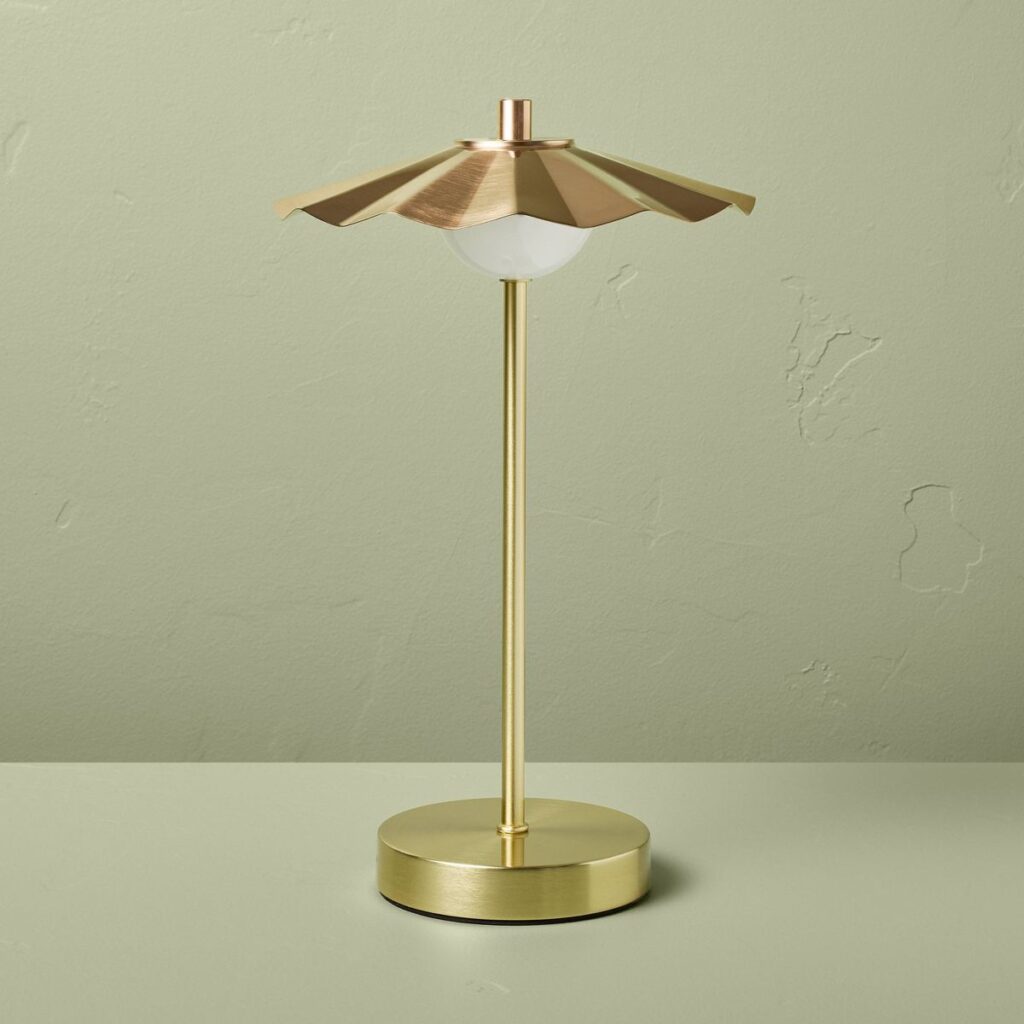 Portable Scallop Shade Table Lamp Brass/Copper (Includes LED Light Bulb) - Hearth & Hand™ with Magnolia