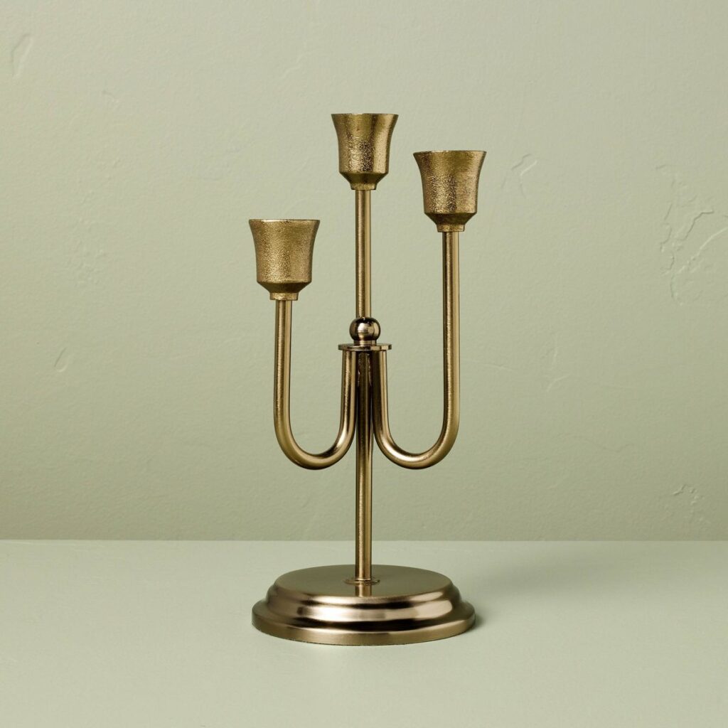 Staggered Taper Brass Candelabra Antique Finish